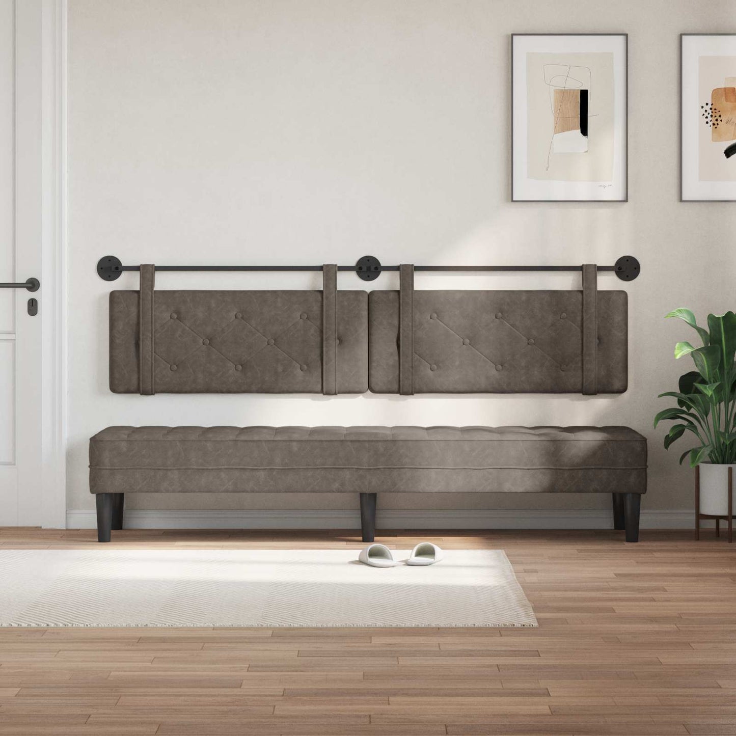 Hangend Hoofdeinde Grijs 210 x 55 x 5 cm Antiek PU