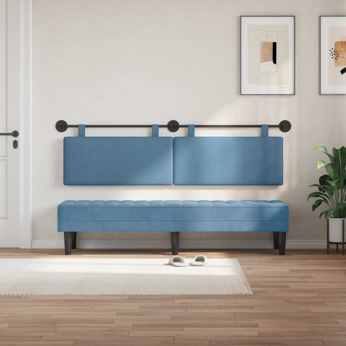 Hangend Hoofdeinde Effen Blauw 170 x 55 x 5 cm Katoen Stof