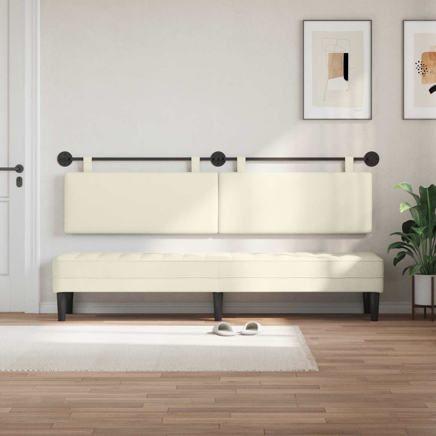 Hangend Hoofdeinde Effen Crème 210 x 55 x 5 cm Katoen Stof
