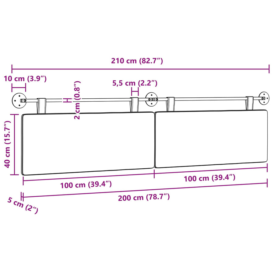 Hangend Hoofdeinde Lichtgroen Grijs 210 x 55 x 5 cm Katoen Stof