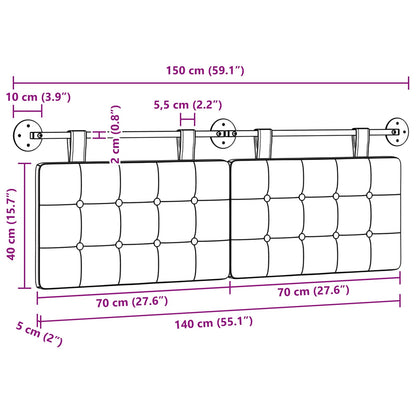 Hangend Hoofdeinde Wandgemonteerd Zwart 150 x 55 x 5 cm