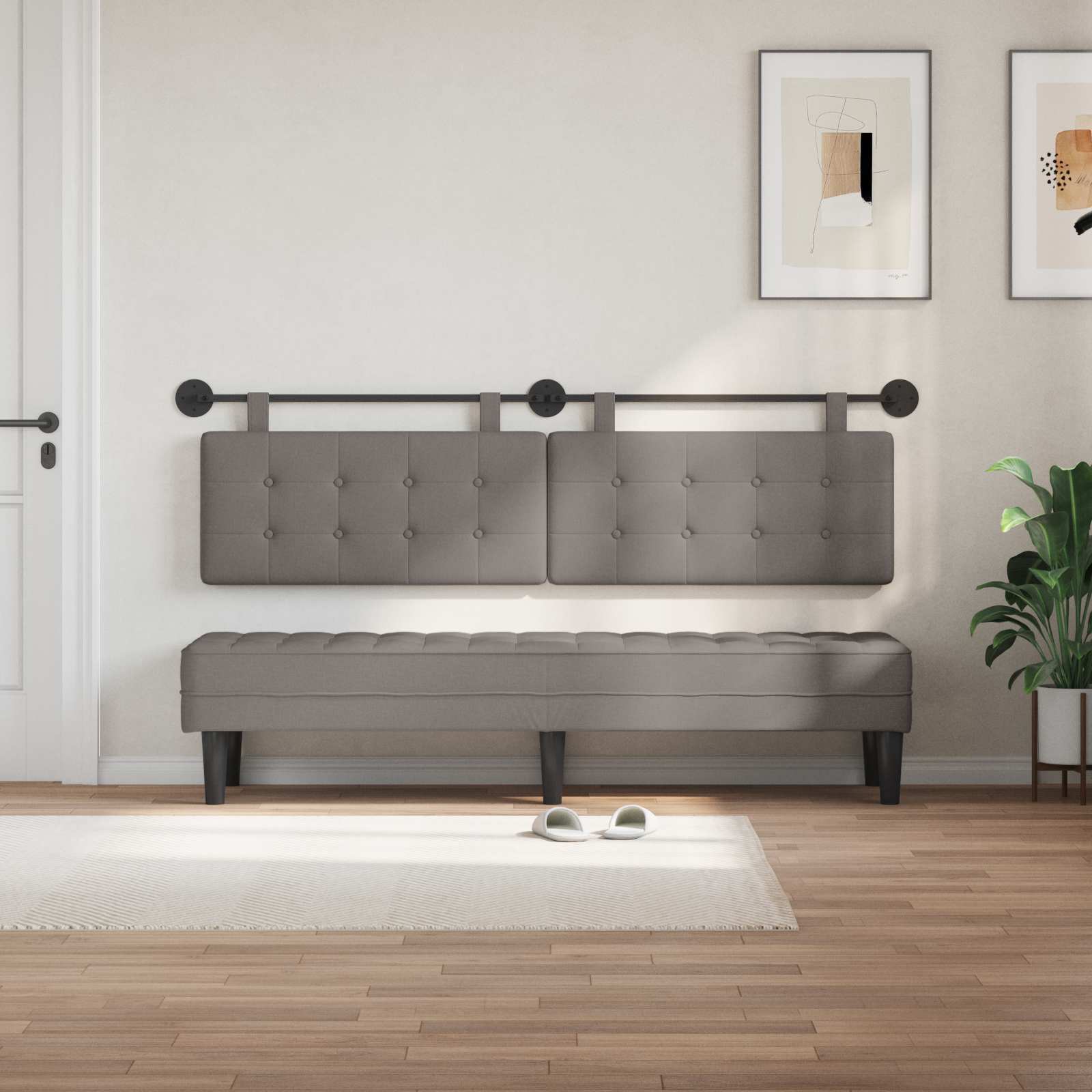 Hangend Hoofdeinde Wandgemonteerd Taupe 190 x 55 x 5 cm Stof