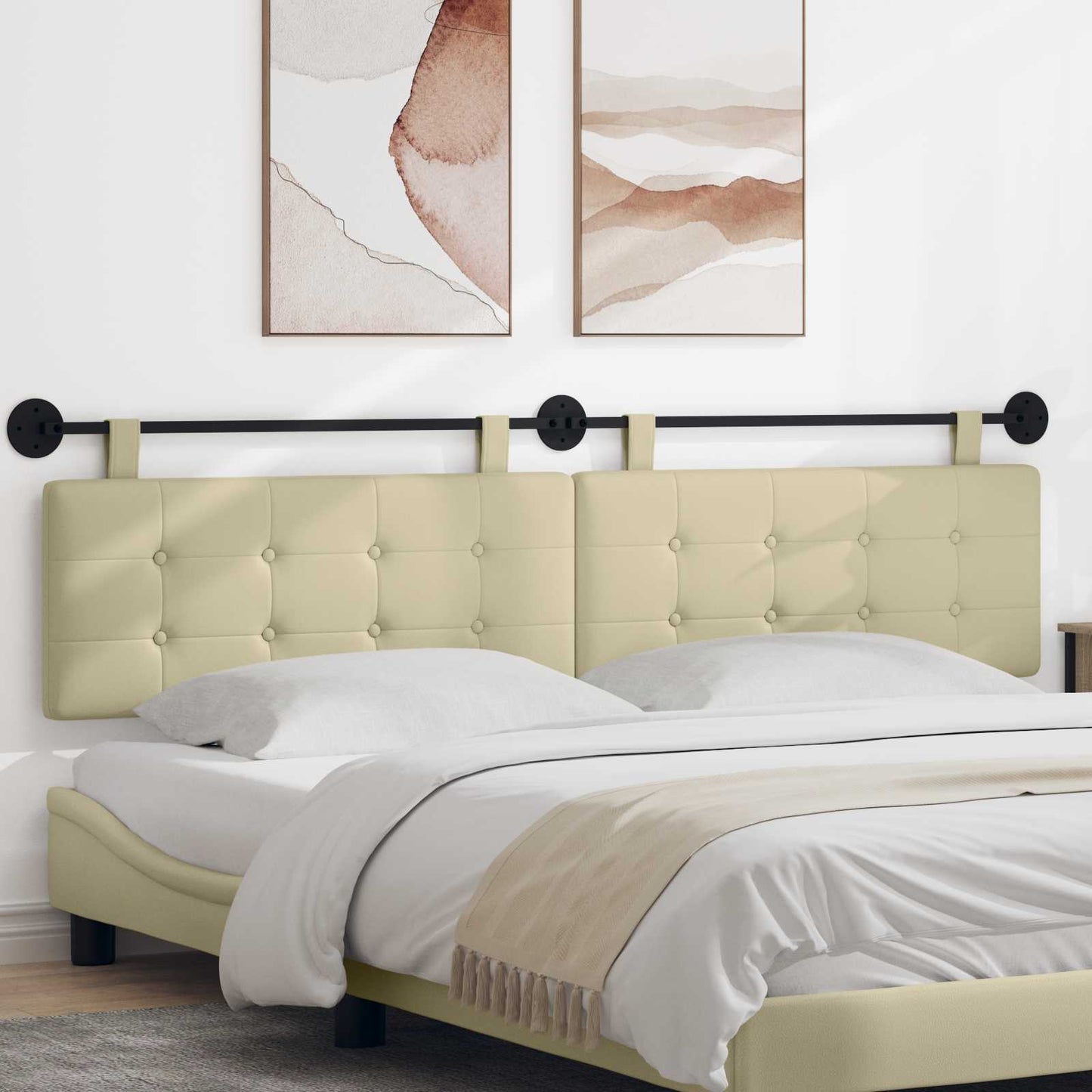 Hangend Hoofdeinde Crème 210 x 55 x 5 cm Nep Leer