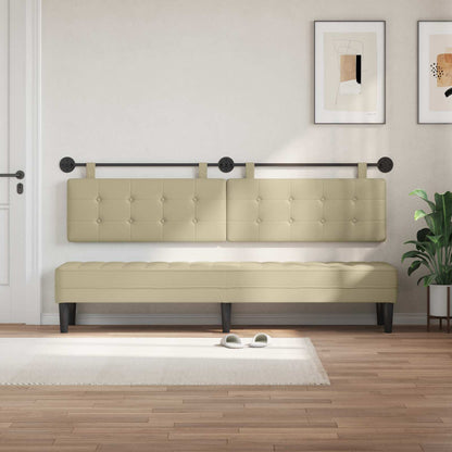 Hangend Hoofdeinde Crème 210 x 55 x 5 cm Nep Leer