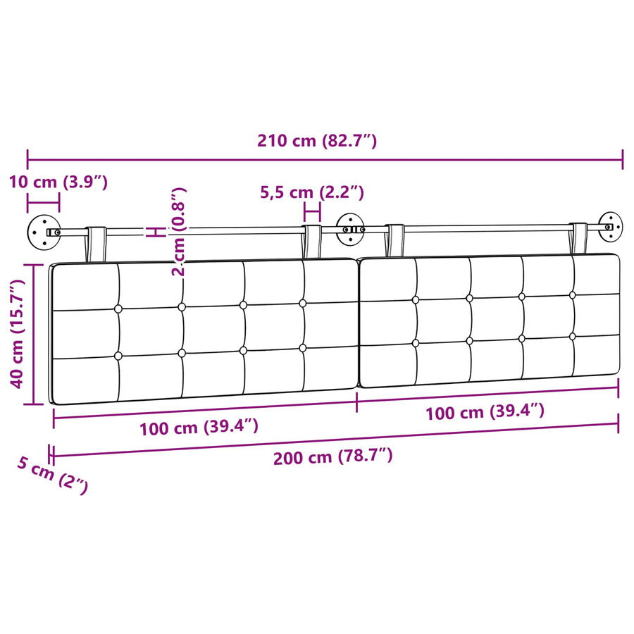 Hangend Hoofdeinde Grijs 210 x 55 x 5 cm Nep Leer