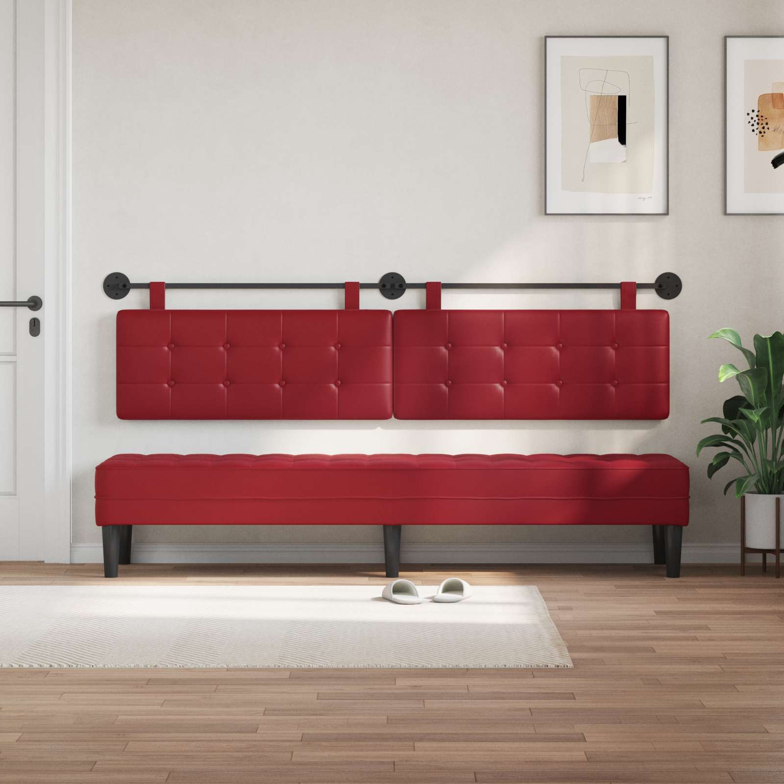 Hangend Hoofdeinde Wijnrood 210 x 55 x 5 cm Nep Leer