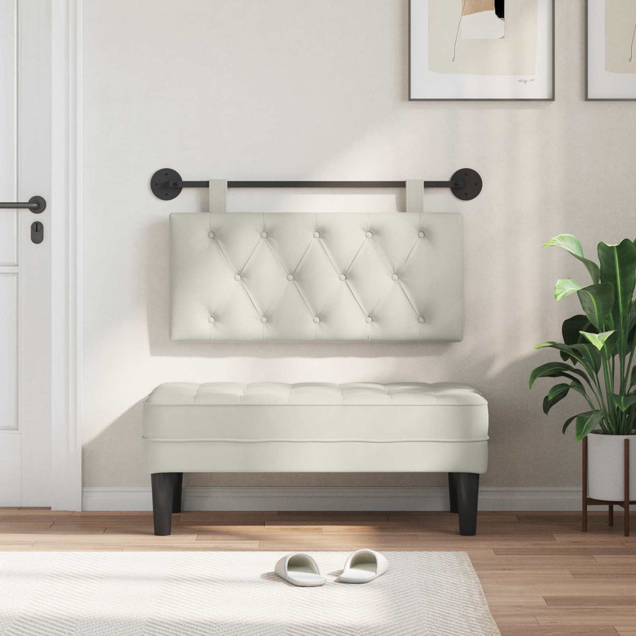Hangend Hoofdeinde Wandgemonteerd Crème 100 x 55 x 7 cm Fluweel