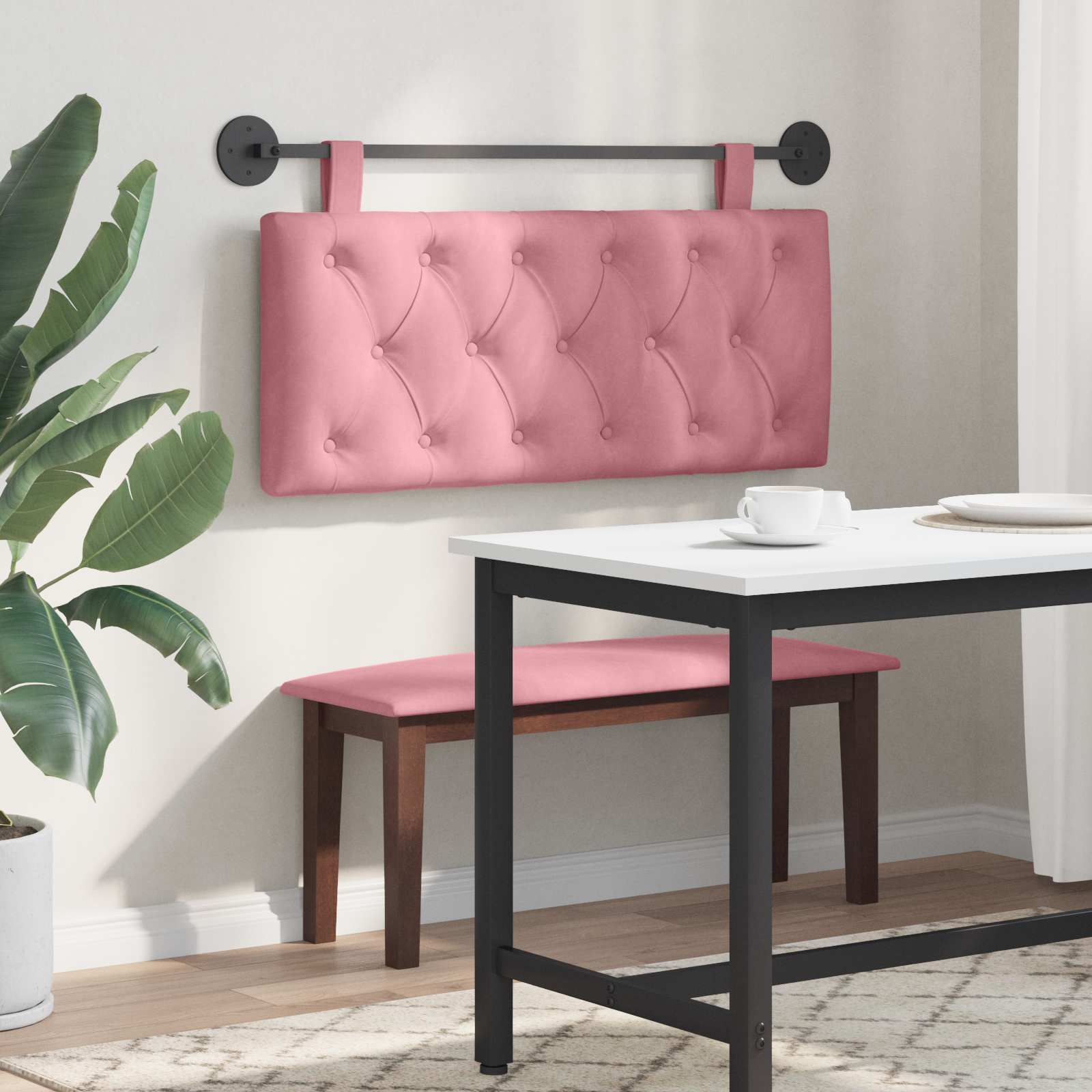 Hangend Hoofdeinde Wandgemonteerd Roze 110 x 55 x 7 cm Fluweel