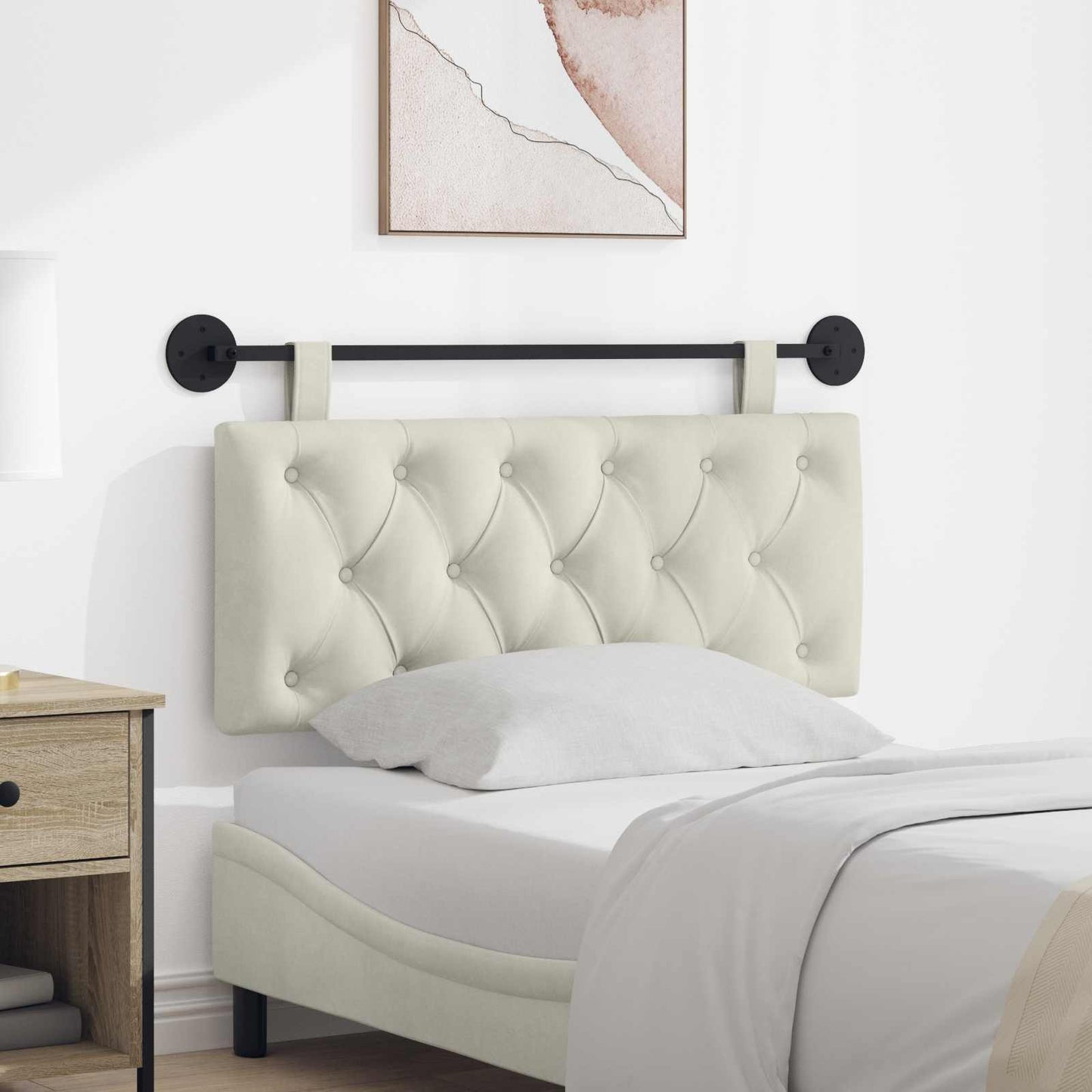 Hangend Hoofdeinde Wandgemonteerd Crème 110 x 55 x 7 cm Fluweel