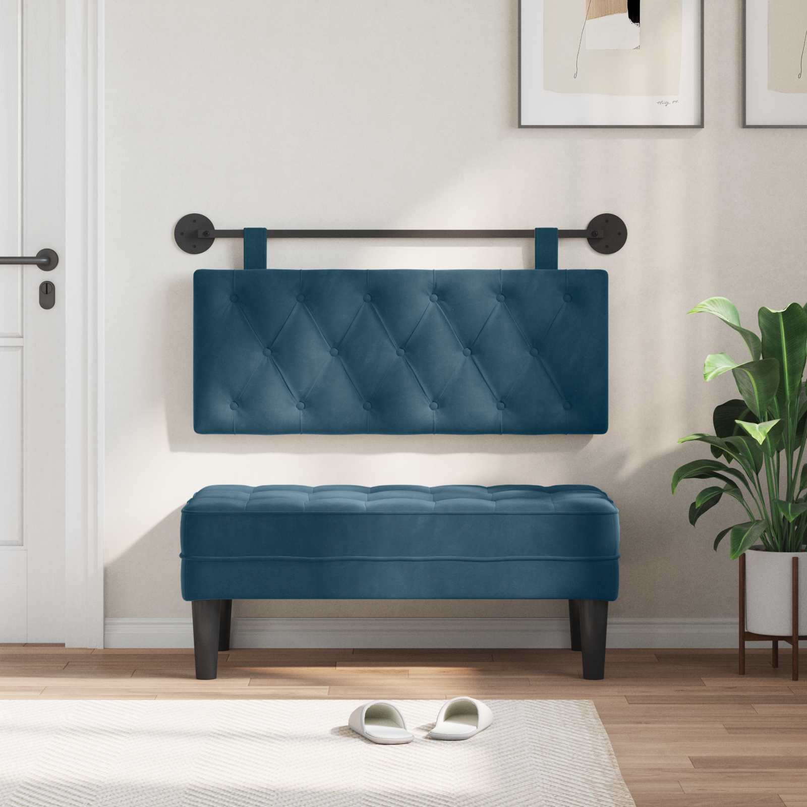 Hangend Hoofdeinde Wandgemonteerd Blauw 110 x 55 x 7 cm Fluweel