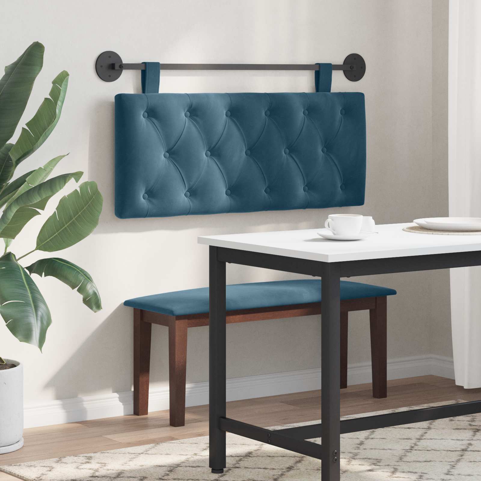 Hangend Hoofdeinde Wandgemonteerd Blauw 110 x 55 x 7 cm Fluweel