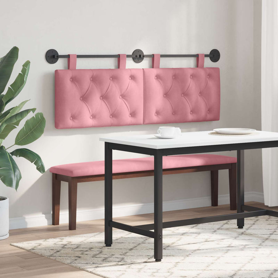 Hangend Hoofdeinde Wandgemonteerd Roze 130 x 55 x 7 cm Fluweel