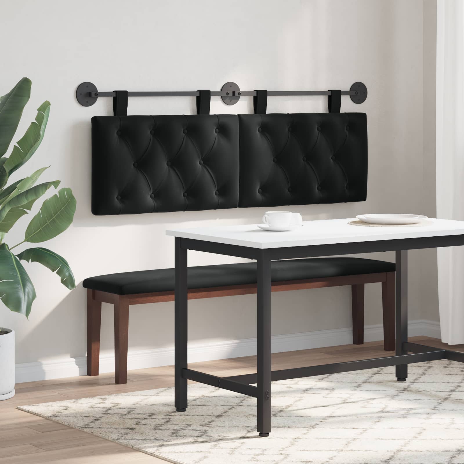 Hangend Hoofdeinde Wandgemonteerd Zwart 130 x 55 x 7 cm Fluweel