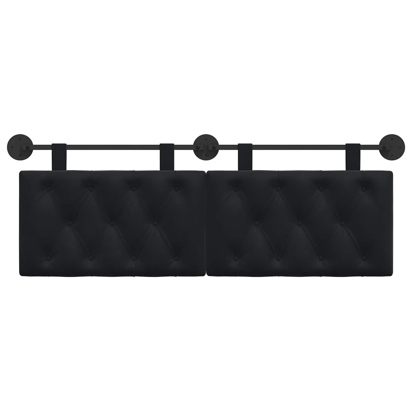 Hangend Hoofdeinde Wandgemonteerd Zwart 130 x 55 x 7 cm Fluweel
