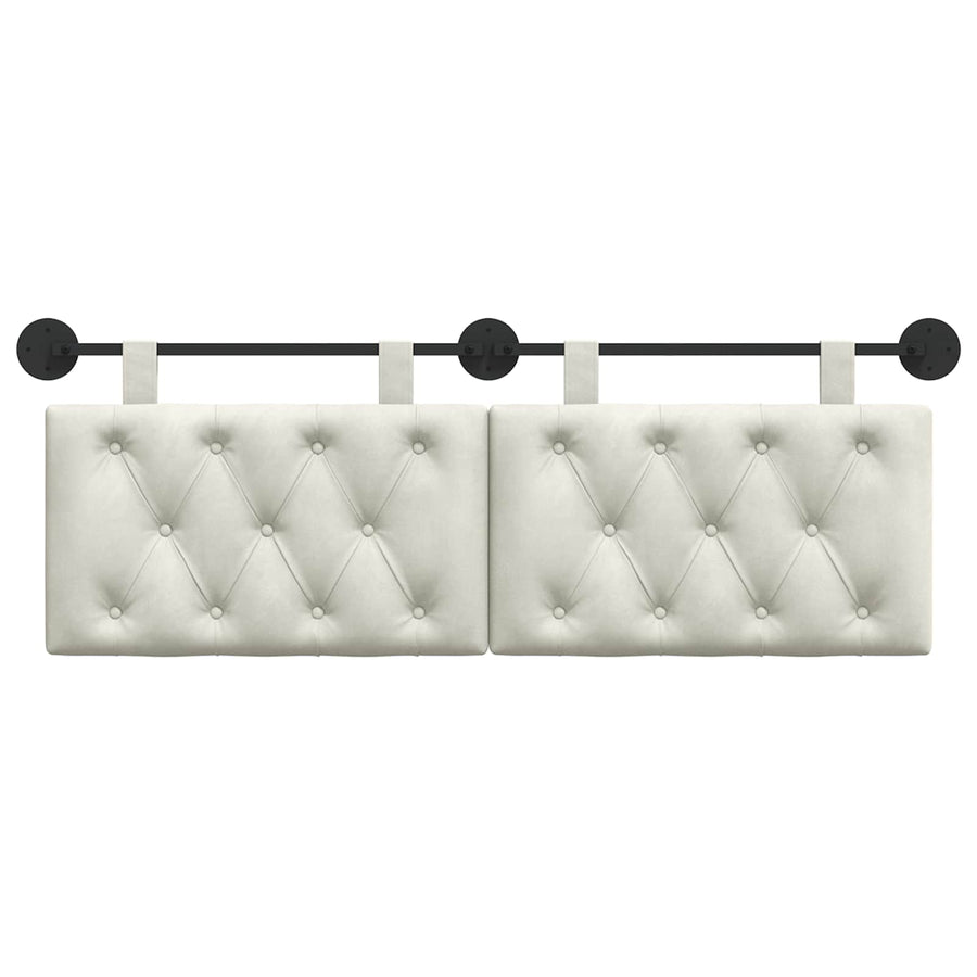 Hangend Hoofdeinde Wandgemonteerd Crème 130 x 55 x 7 cm Fluweel