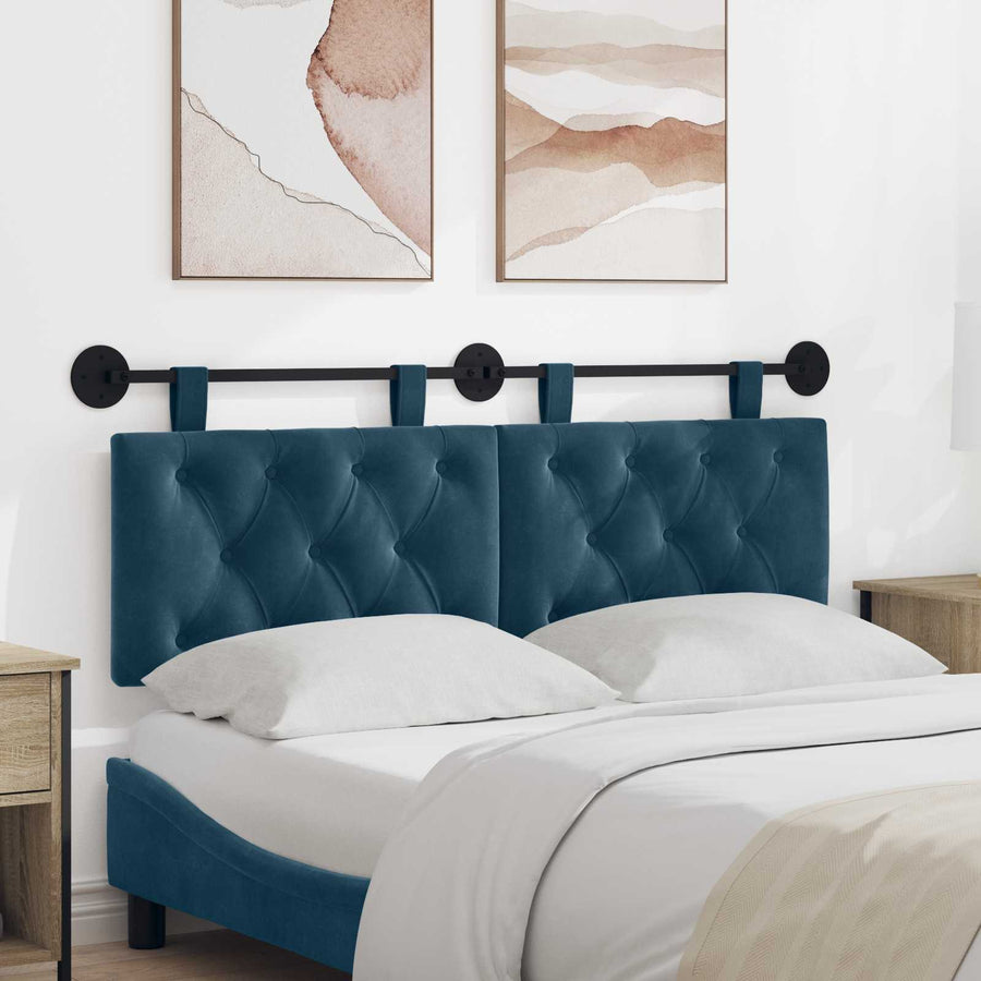 Hangend Hoofdeinde Wandgemonteerd Blauw 130 x 55 x 7 cm Fluweel