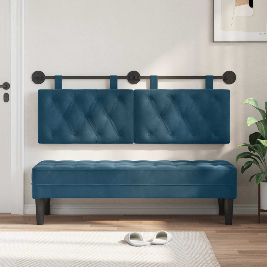 Hangend Hoofdeinde Wandgemonteerd Blauw 130 x 55 x 7 cm Fluweel