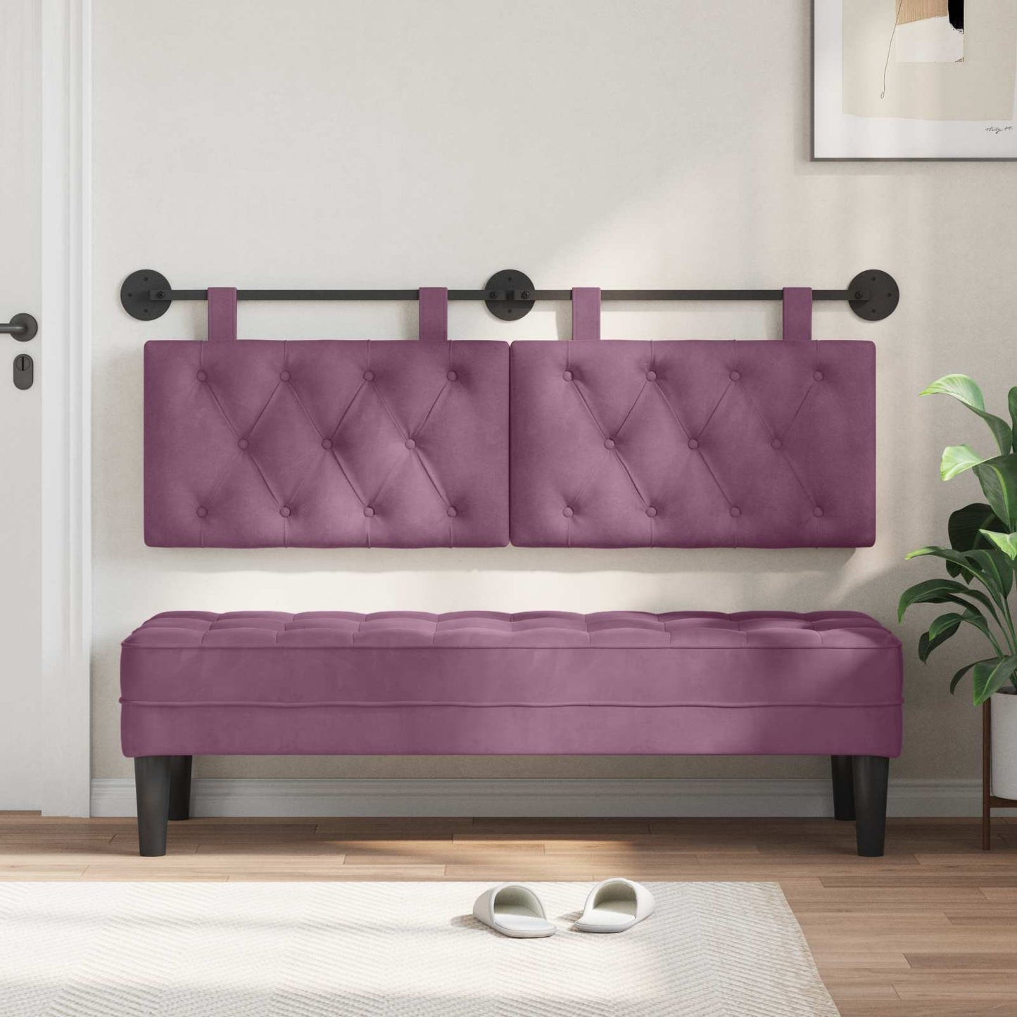 Hangend Hoofdeinde Wandgemonteerd Paars 130 x 55 x 7 cm Fluweel