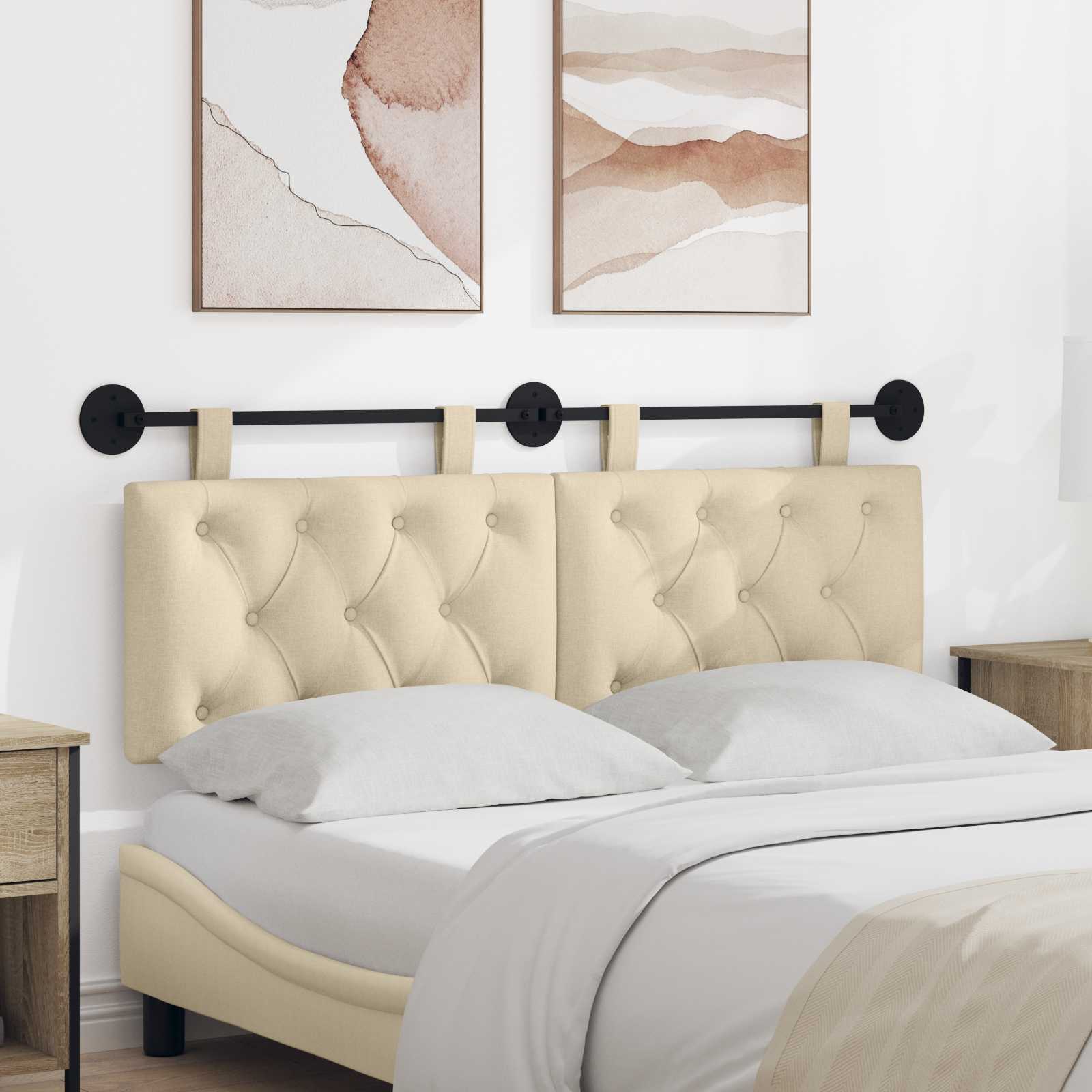 Hangend Hoofdeinde Wandgemonteerd Crème 150 x 55 x 7 cm Stof