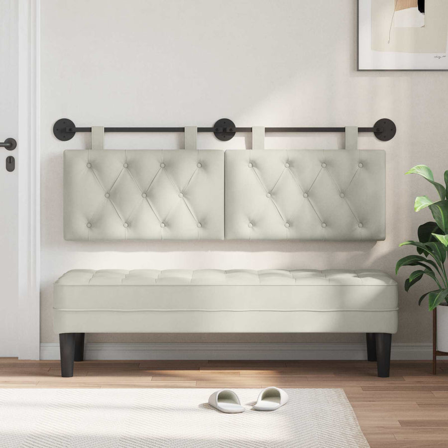 Hangend Hoofdeinde Wandgemonteerd Crème 150 x 55 x 7 cm Fluweel