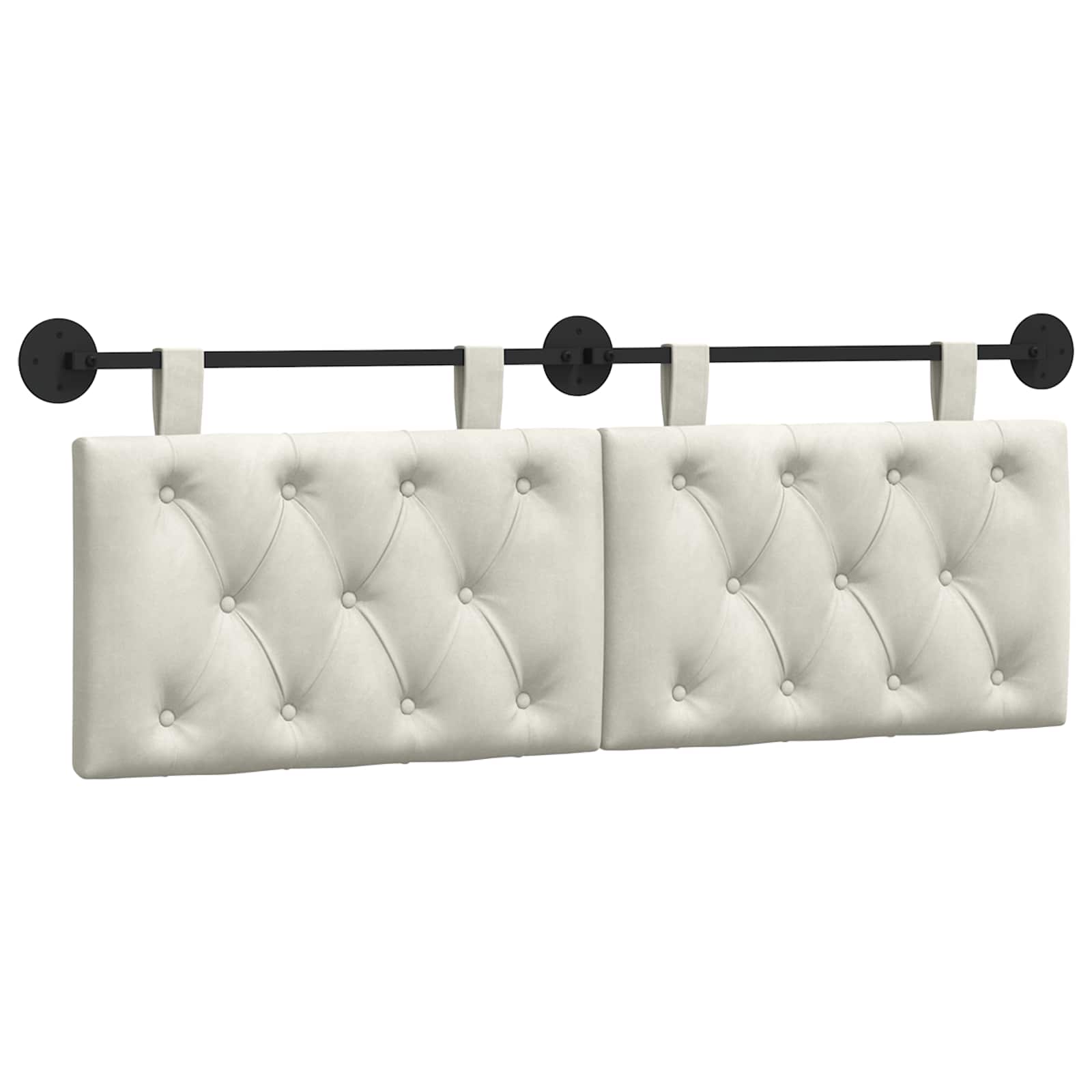 Hangend Hoofdeinde Wandgemonteerd Crème 150 x 55 x 7 cm Fluweel