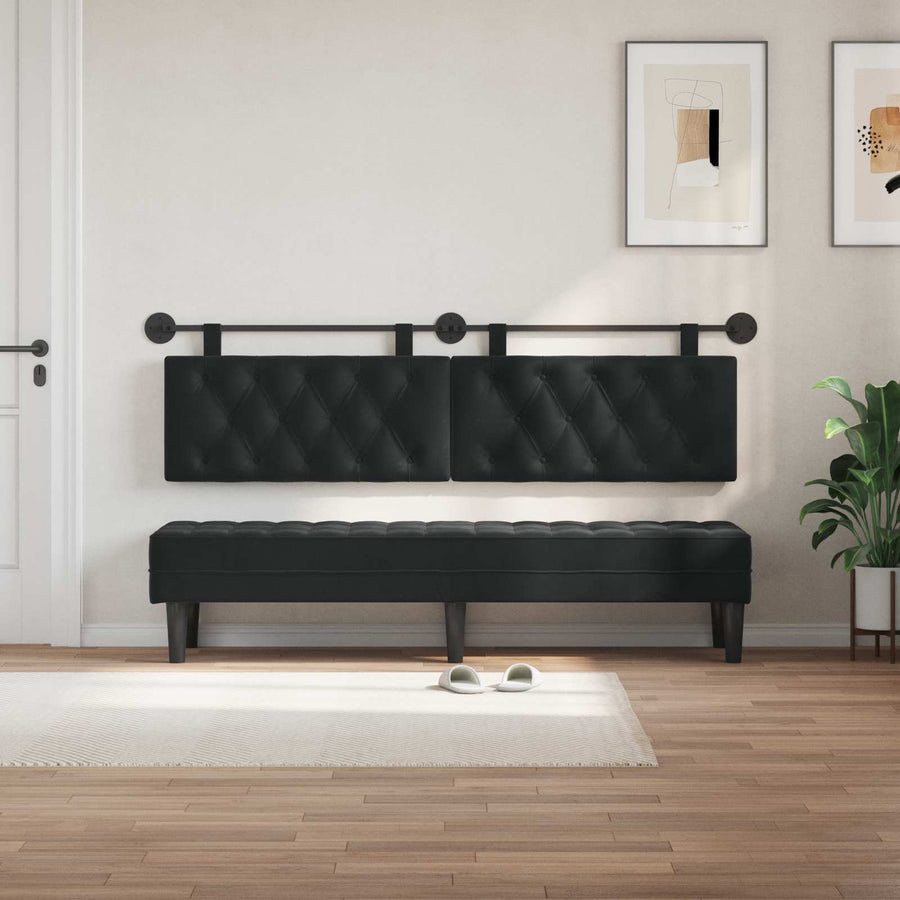 Hangend Hoofdeinde Wandgemonteerd Zwart 170 x 55 x 7 cm Fluweel