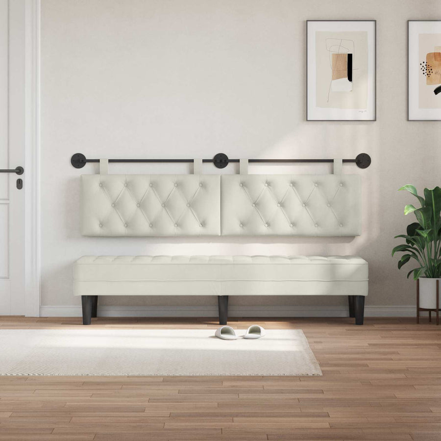 Hangend Hoofdeinde Wandgemonteerd Crème 170 x 55 x 7 cm Fluweel