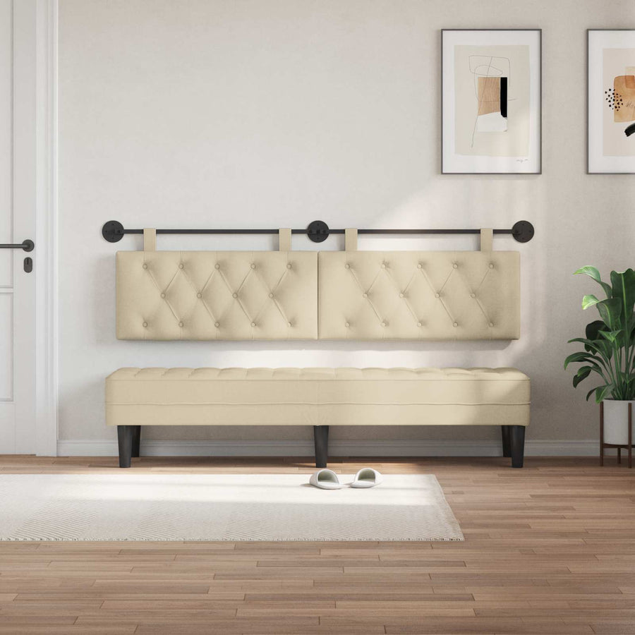Hangend Hoofdeinde Wandgemonteerd Crème 190 x 55 x 7 cm Stof