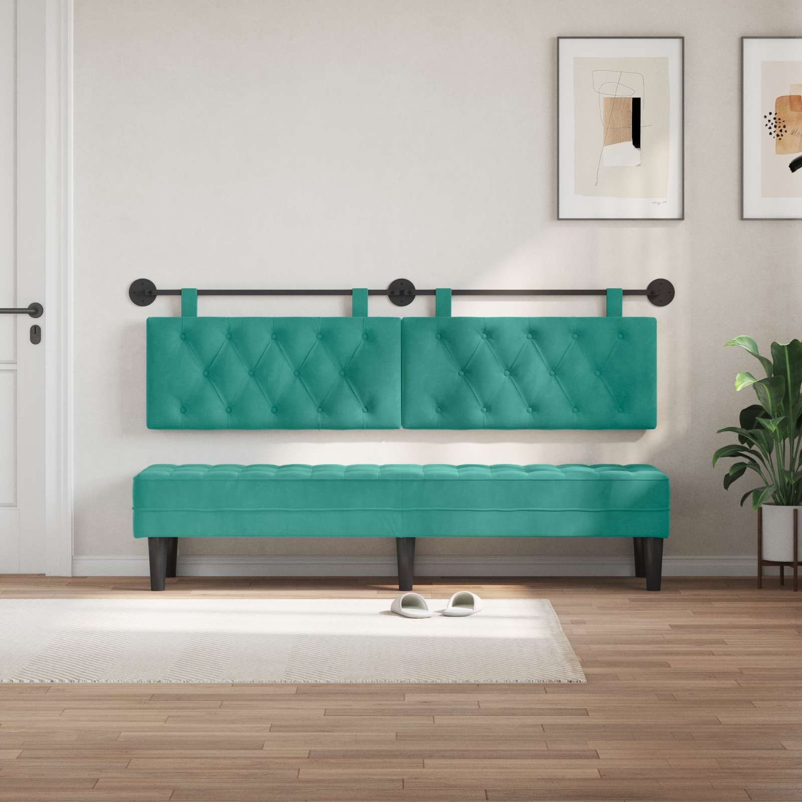 Hangend Hoofdeinde Turquoise 190 x 55 x 7 cm Fluweel