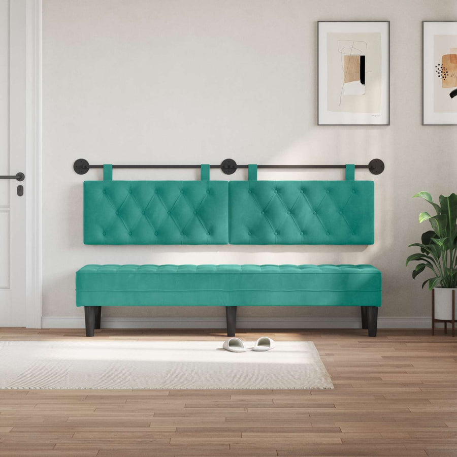 Hangend Hoofdeinde Turquoise 190 x 55 x 7 cm Fluweel