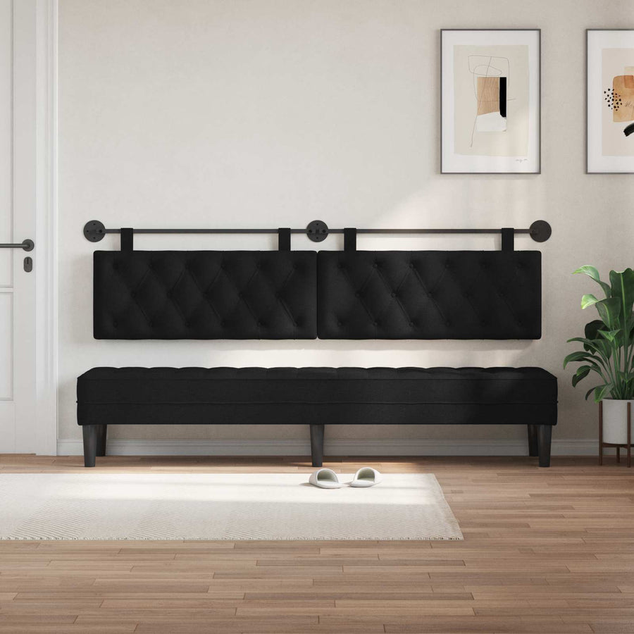 Hangend Hoofdeinde Wandgemonteerd Zwart 210 x 55 x 7 cm Stof