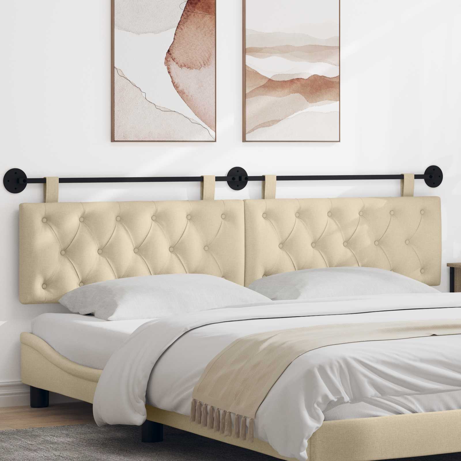 Hangend Hoofdeinde Wandgemonteerd Crème 210 x 55 x 7 cm Stof