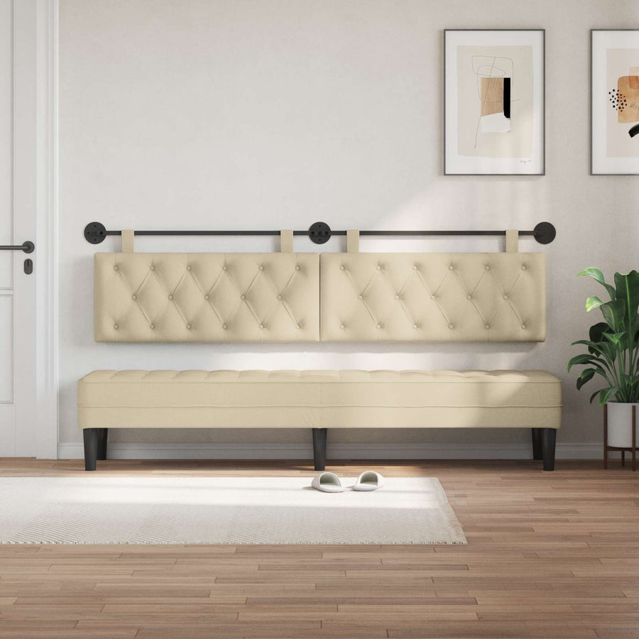 Hangend Hoofdeinde Wandgemonteerd Crème 210 x 55 x 7 cm Stof