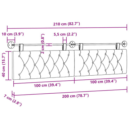 Hangend Hoofdeinde Lichtgrijs 210 x 55 x 7 cm Fluweel