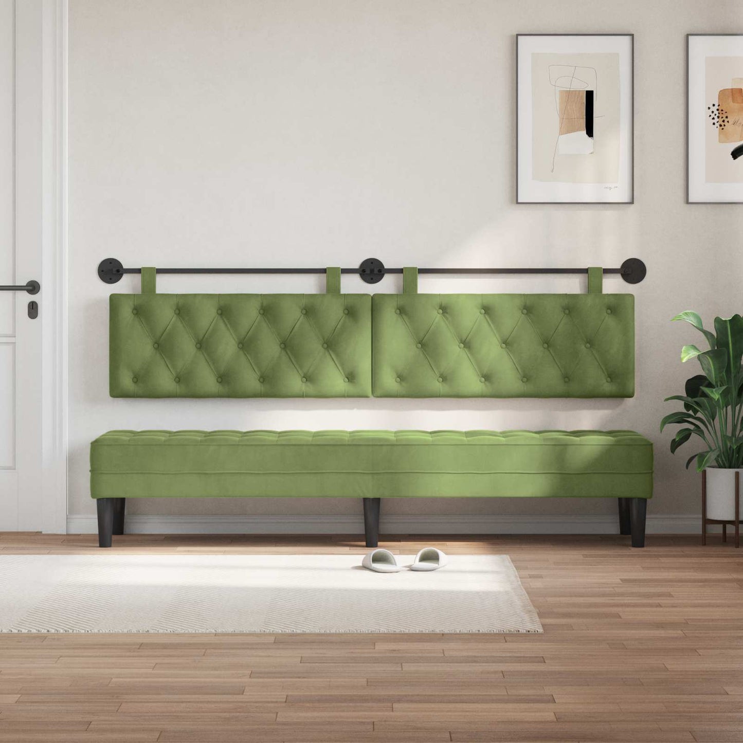 Hangend Hoofdeinde Lichtgroen 210 x 55 x 7 cm Fluweel