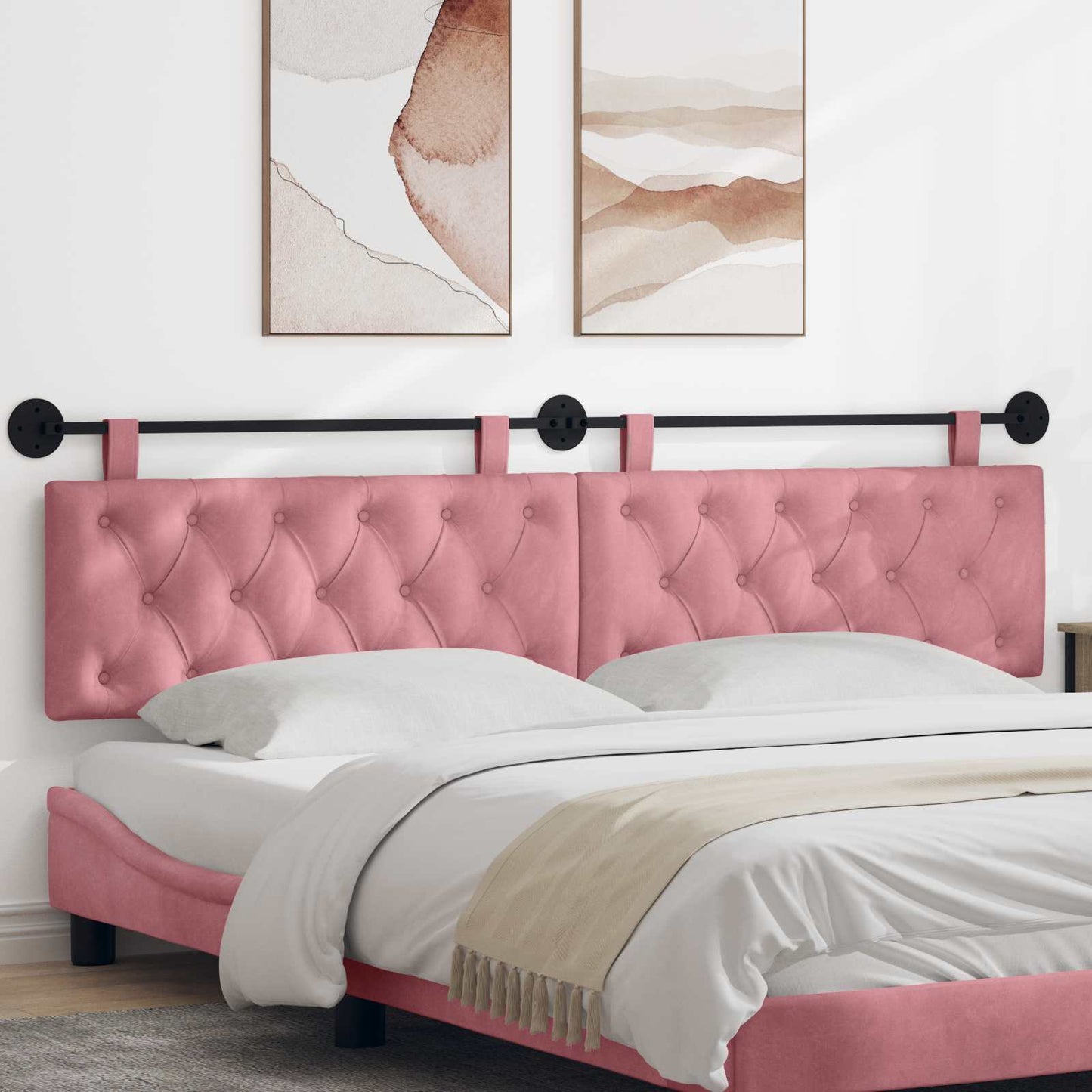 Hangend Hoofdeinde Wandgemonteerd Roze 210 x 55 x 7 cm Fluweel
