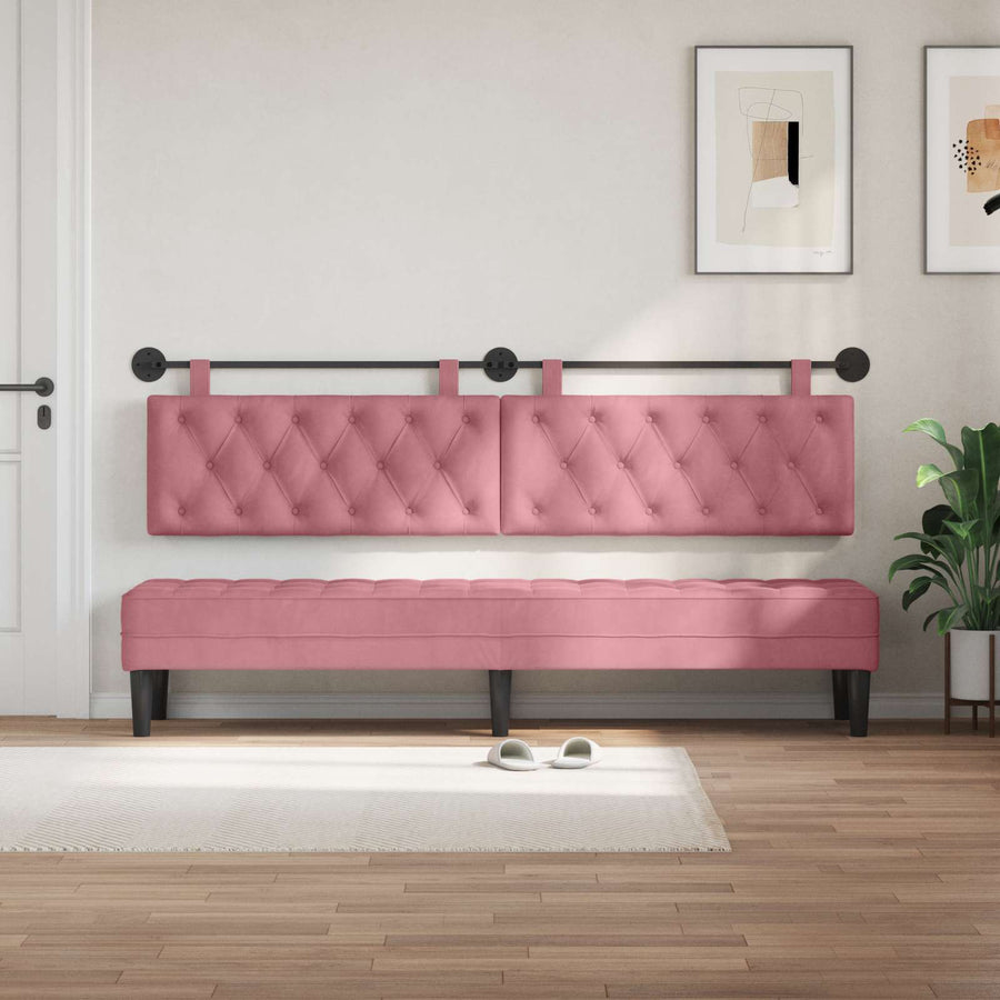 Hangend Hoofdeinde Wandgemonteerd Roze 210 x 55 x 7 cm Fluweel