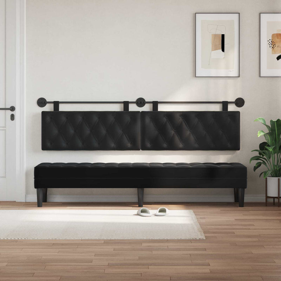 Hangend Hoofdeinde Wandgemonteerd Zwart 210 x 55 x 7 cm Fluweel