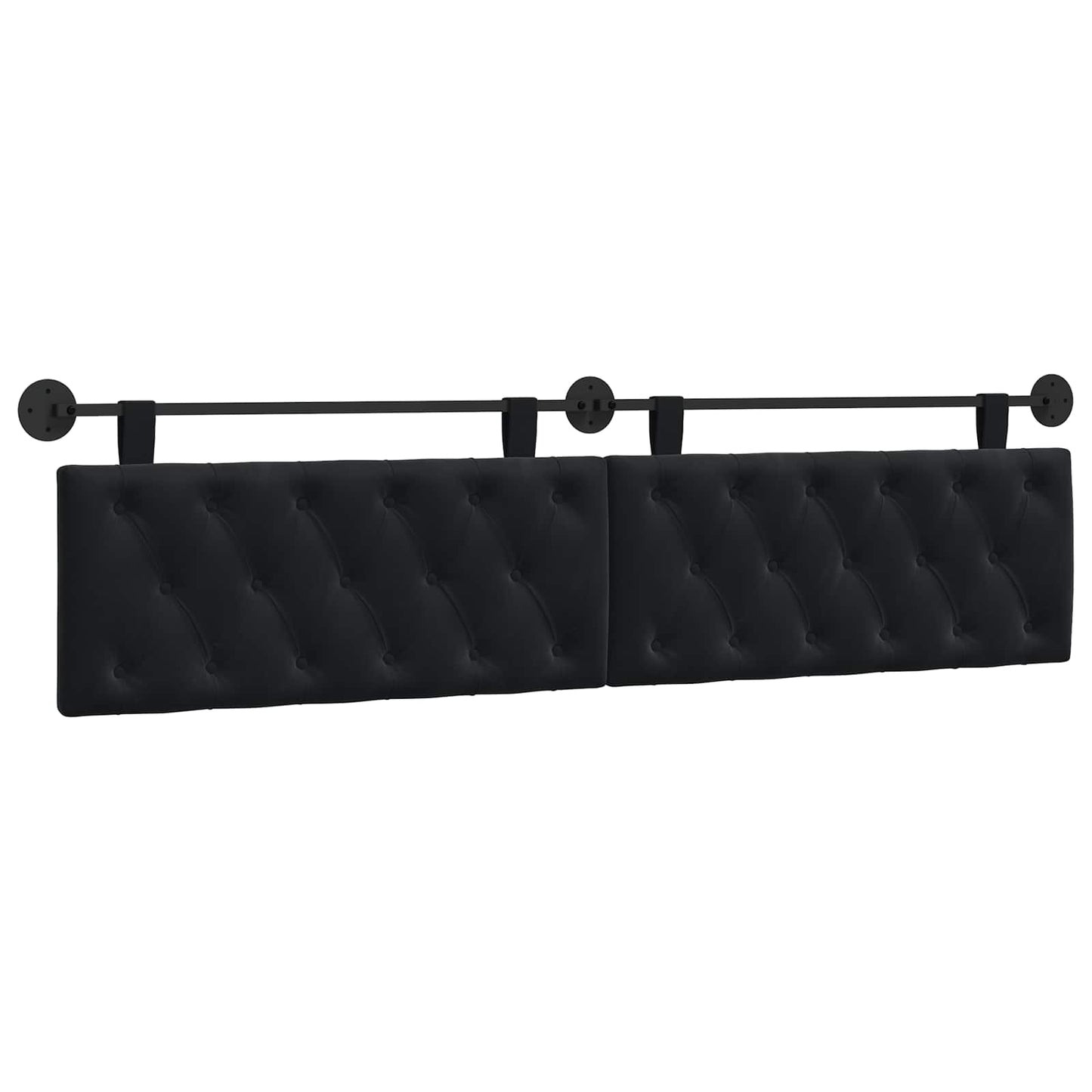 Hangend Hoofdeinde Wandgemonteerd Zwart 210 x 55 x 7 cm Fluweel