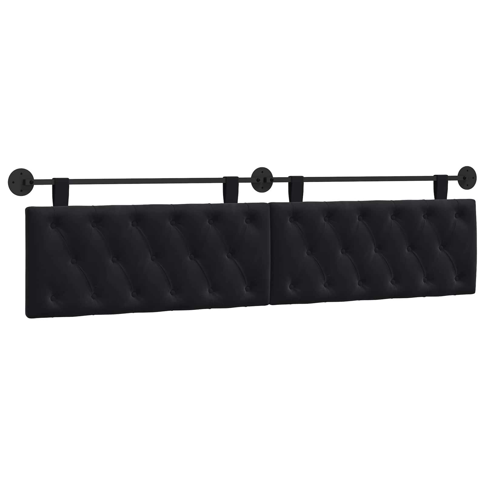 Hangend Hoofdeinde Wandgemonteerd Zwart 210 x 55 x 7 cm Fluweel