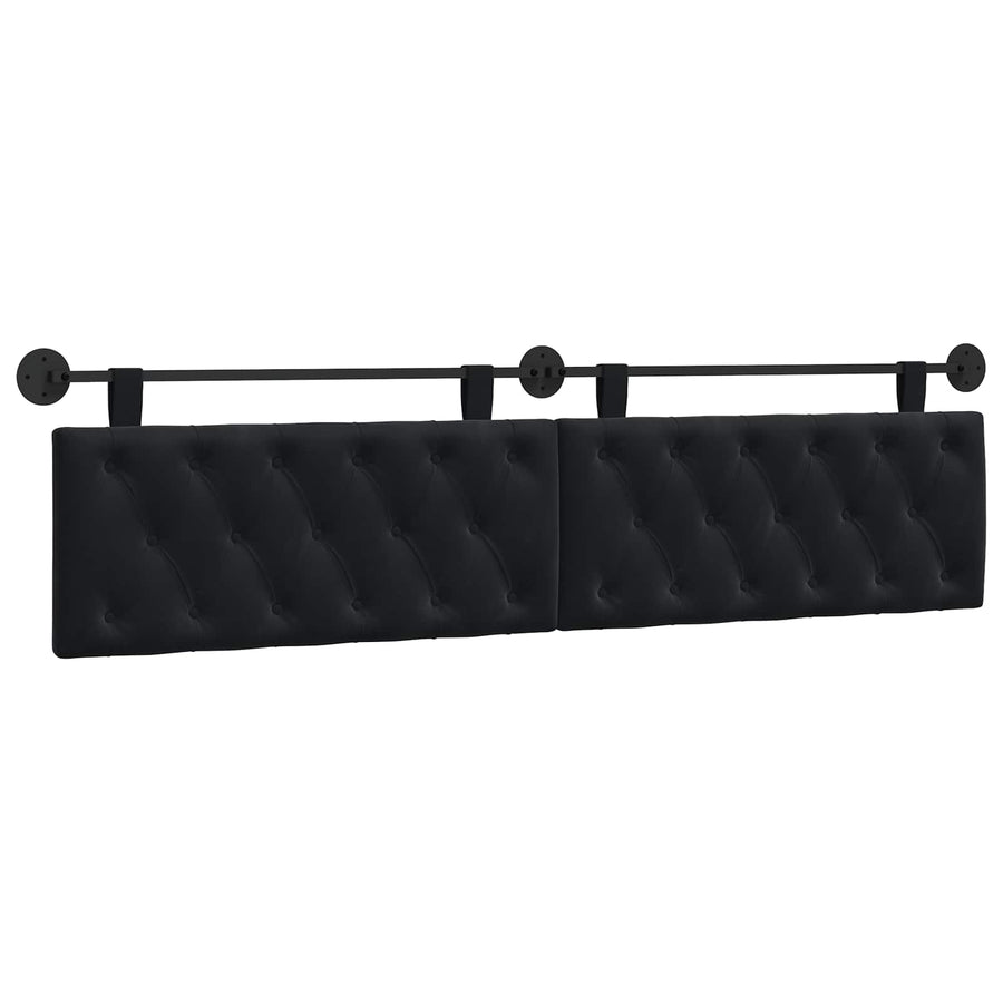 Hangend Hoofdeinde Wandgemonteerd Zwart 210 x 55 x 7 cm Fluweel
