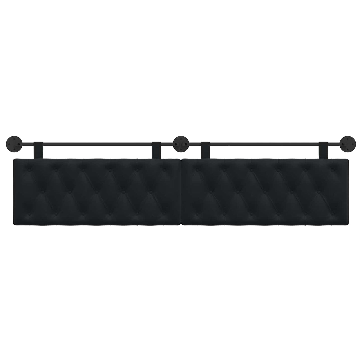 Hangend Hoofdeinde Wandgemonteerd Zwart 210 x 55 x 7 cm Fluweel