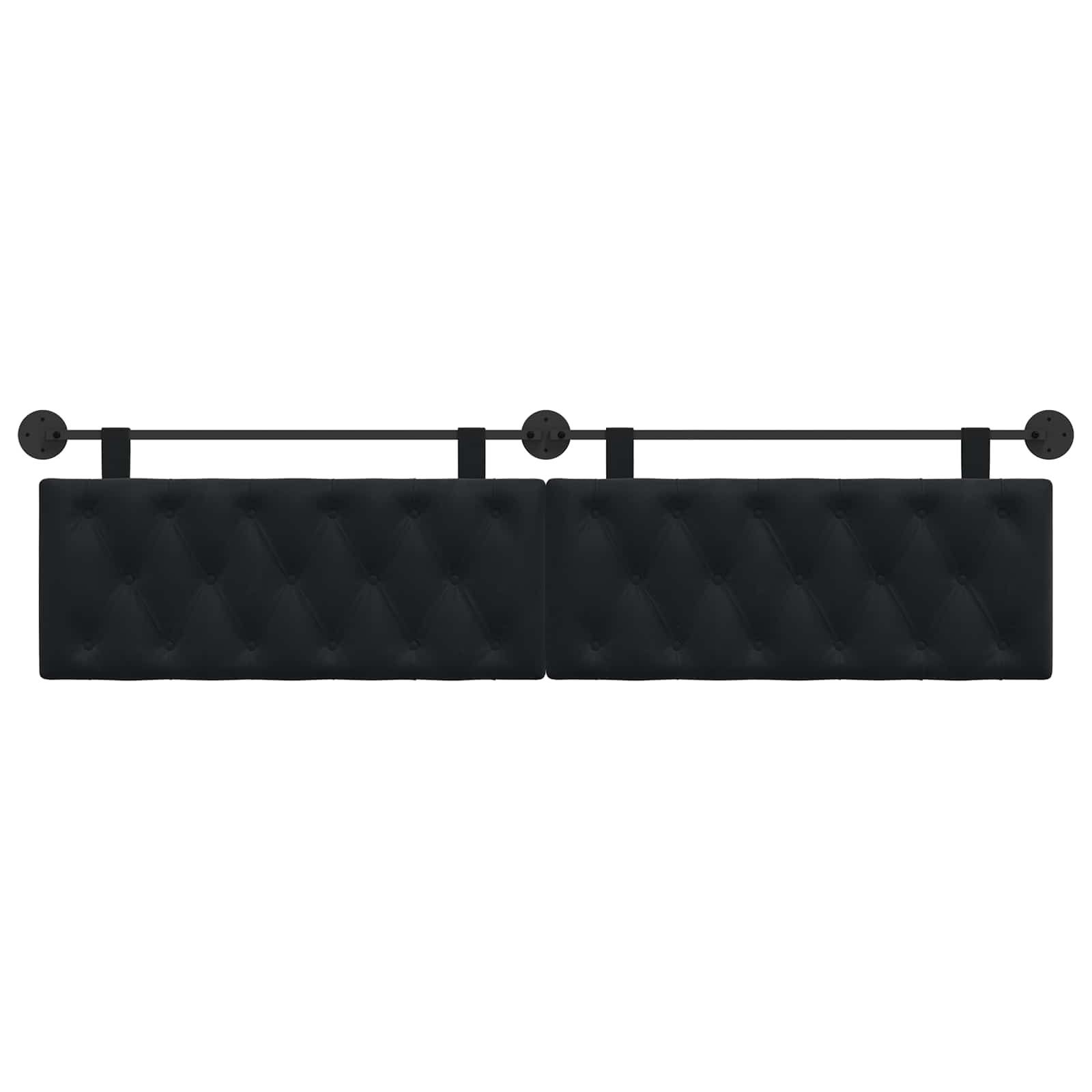 Hangend Hoofdeinde Wandgemonteerd Zwart 210 x 55 x 7 cm Fluweel