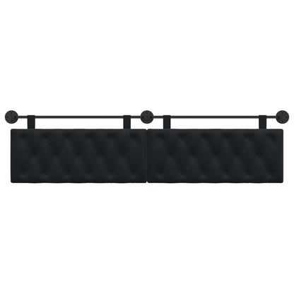 Hangend Hoofdeinde Wandgemonteerd Zwart 210 x 55 x 7 cm Fluweel