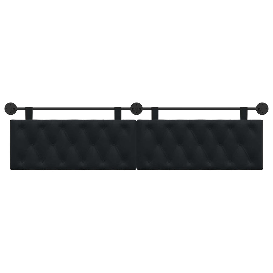 Hangend Hoofdeinde Wandgemonteerd Zwart 210 x 55 x 7 cm Fluweel