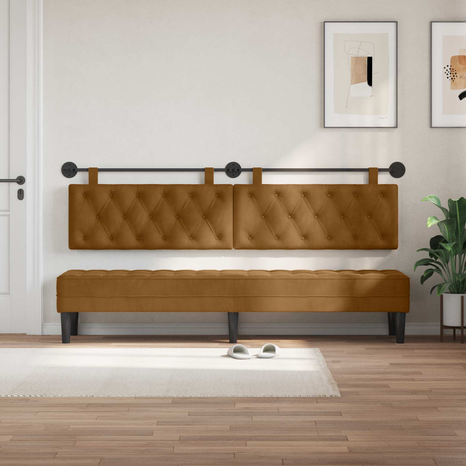 Hangend Hoofdeinde Wandgemonteerd Bruin 210 x 55 x 7 cm Fluweel