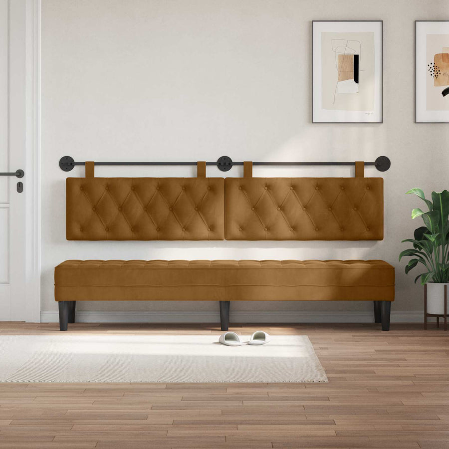 Hangend Hoofdeinde Wandgemonteerd Bruin 210 x 55 x 7 cm Fluweel