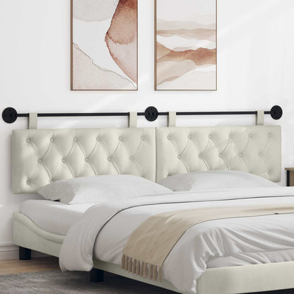 Hangend Hoofdeinde Wandgemonteerd Crème 210 x 55 x 7 cm Fluweel