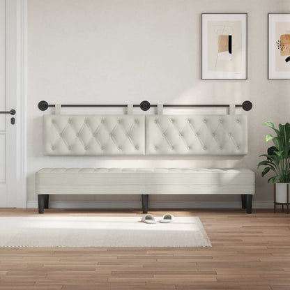 Hangend Hoofdeinde Wandgemonteerd Crème 210 x 55 x 7 cm Fluweel