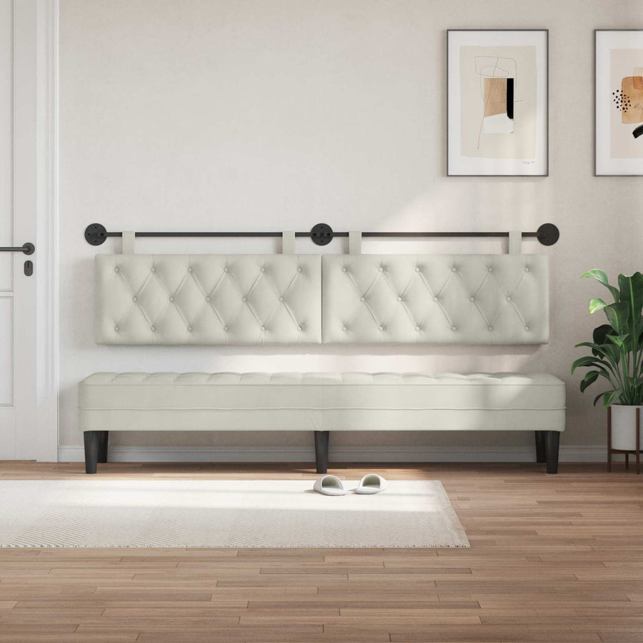 Hangend Hoofdeinde Wandgemonteerd Crème 210 x 55 x 7 cm Fluweel